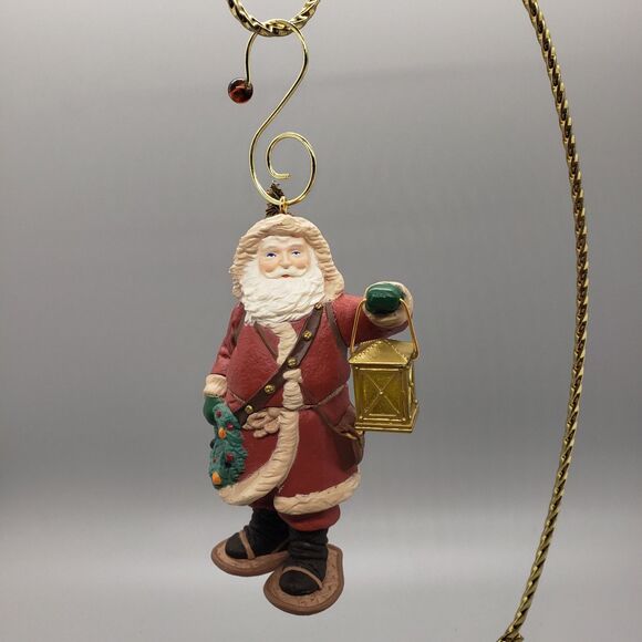 Set 3 Rustic Woodland Santa Ornaments Hallmark Christmas Collectors Folk Art - Picture 8 of 16